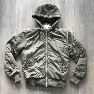 Khaki Green Padded Hooded Jacket